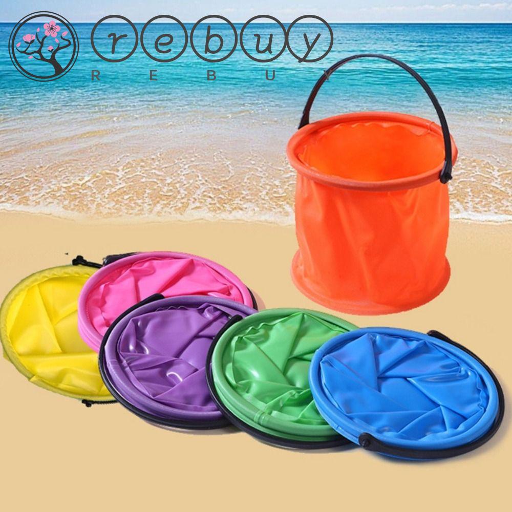 REBUY Rebuy Sand Play Bucket Hadiah Musim Panas Anak-Anak Pasir Permainan Pantai Menanam Mainan Ember Pantai Alat Berkebun Ember Lipat Balita Pantai Bermain Ember