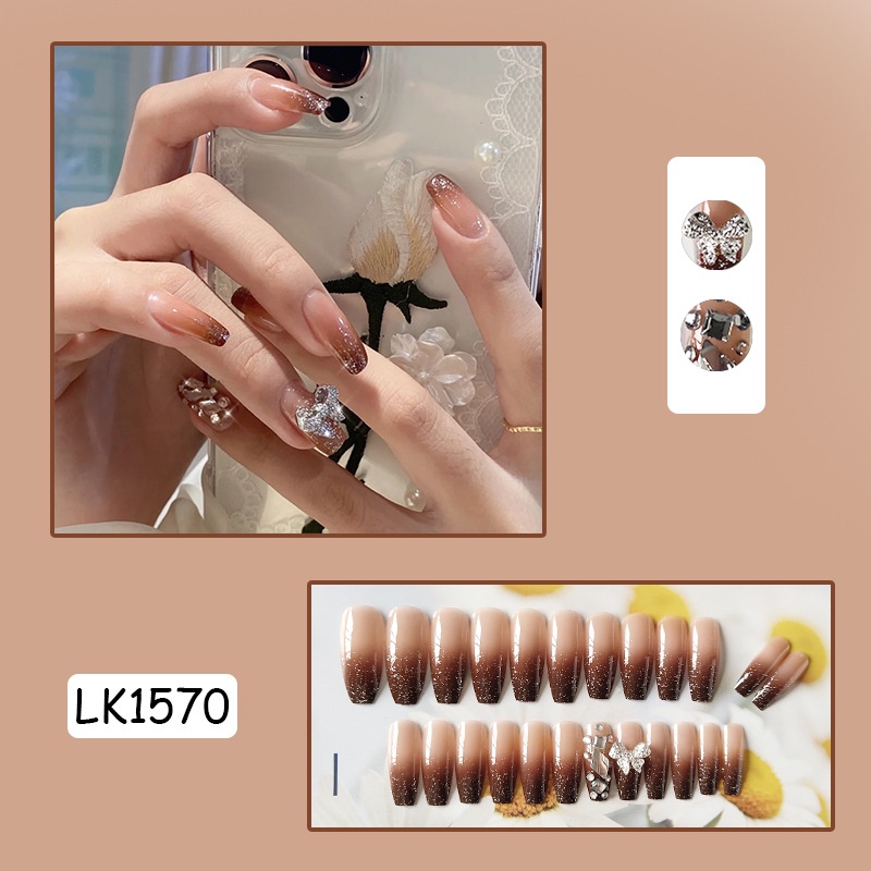 1570 krucutroken diamond star river glitter bow medium trapesium tempelan kuku manicure memakai nail kuku palsu nail art finishing nail 24/transparancs