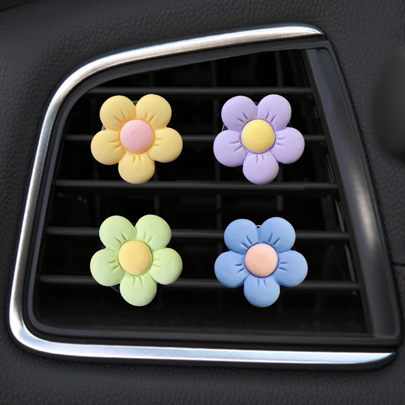 [warna Random] bunga lucu aromaterapi mobil ac Outlet parfum klip / Auto Air Freshener Colorful Flora Decor mobil / aksesoris Interior / tidak termasuk aromaterapi