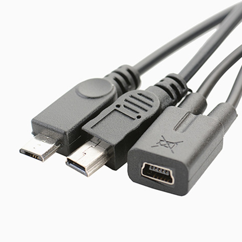 Cre Kabel Extender mini USB Splitter mini 5p Female to mini 5p Male +Micro Male Cord Splitter Extension Kabel Cas 30c