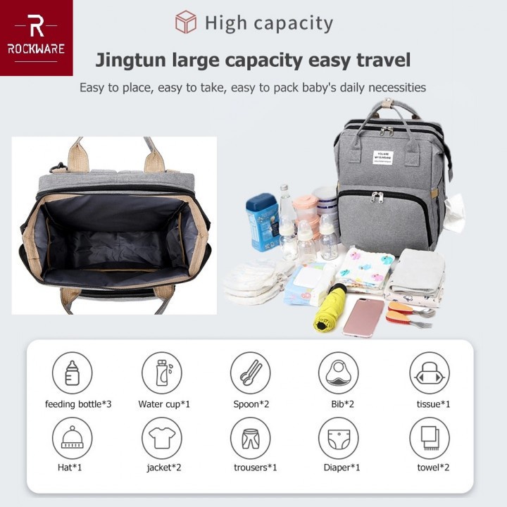 17 ROCKWARE RW-MBB01 - Folding Multifunction Mom Baby Diaper Mattress Bag