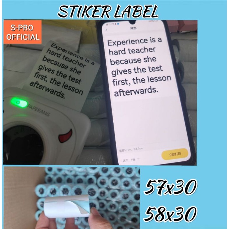 

STIKER LABEL 57X30 58X30 THERMAL PAPER PRINTER 58MM MINI PRINTER BLUETOOTH