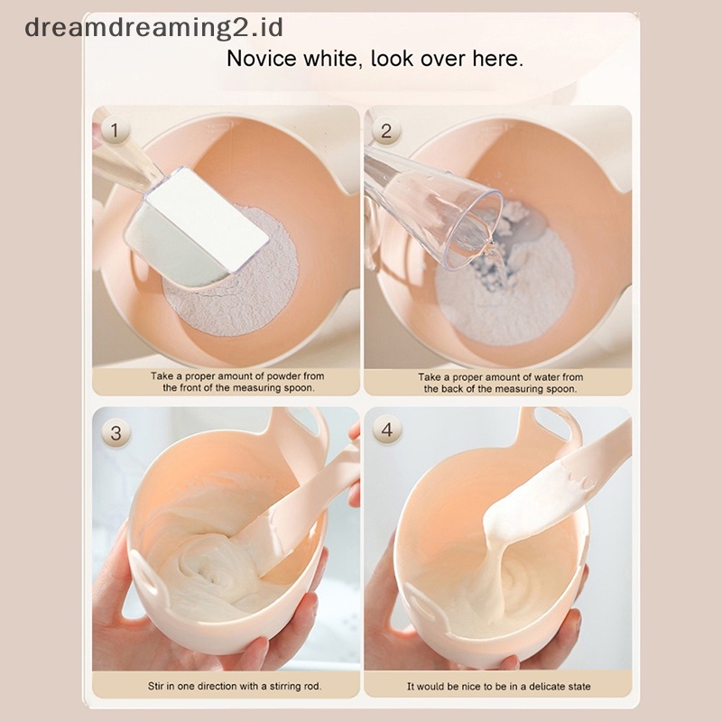 (drea) Set Mangkok Mixing Masker Wajah, 4in1 DIY Face Mixing Tool Kit Brushes //