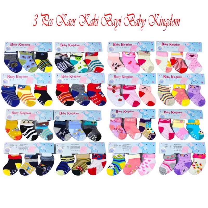 Baby Kingdom Socks Kaos Kaki Bayi Motif Lucu 0 - 12 Bulan 1 Packs isi 3 Pasang