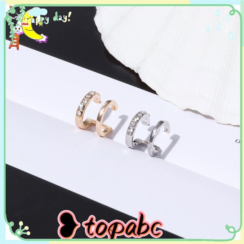 TOP 1/3 PCS CZ Cuff Earrings Fashion Hadiah Pesta Tanpa Tindik Double Band Ear Cuff