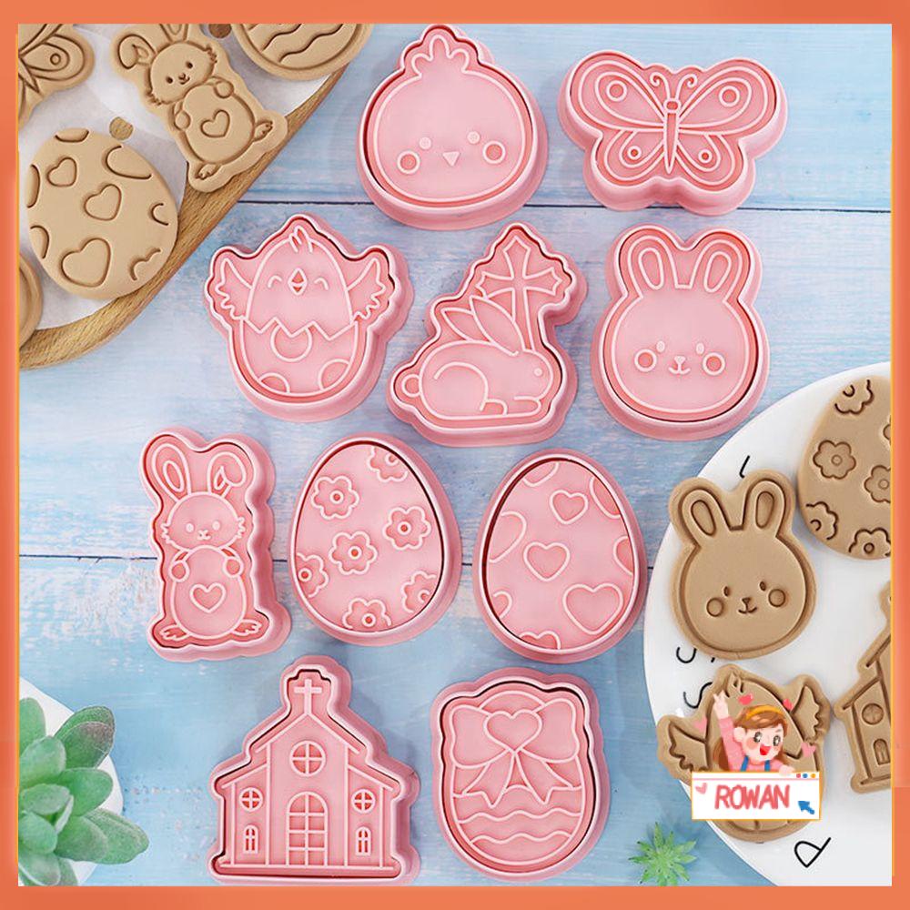 R-FLOWER Cetakan Biskuit Paskah Cetakan Kue Kering Cetakan Kue Cetakan Kelinci Alat Kue Kering Dapur Bakeware Set Rabbit Egg Biscuit