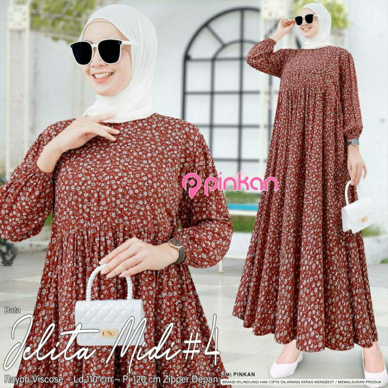 JELITA MIDI #4 ORI PINKAN | Ld110 Rayon Viscose