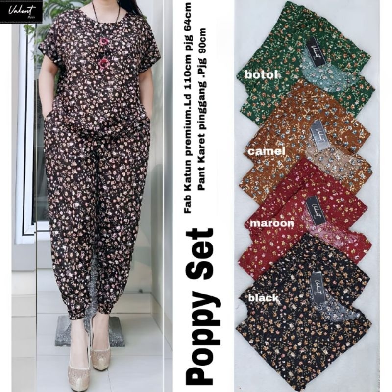 POPPY SET Celana ORI VALENT | Ld110 Katun Premiun