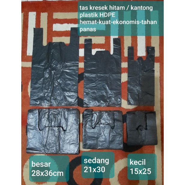 plastik kresek hitam/kantong plastik . ukuran kecil, sedang dan besar. isi 50pcs/pak.