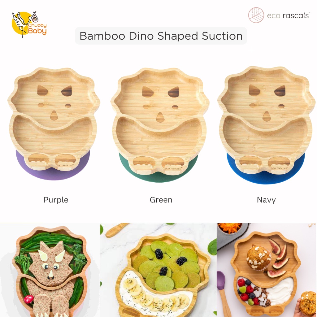 Eco Rascals Bamboo Dino Plate With Suction | Piring Anak