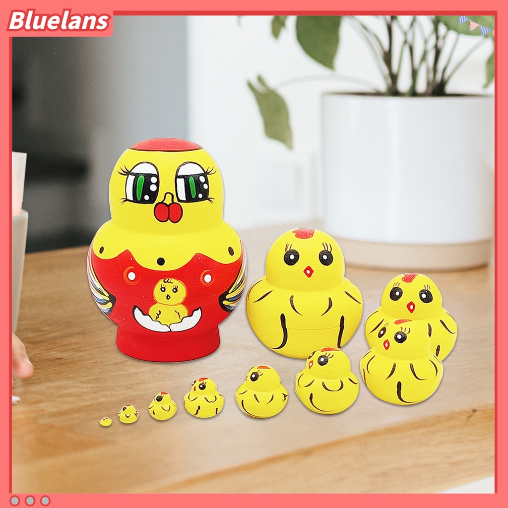 [BLS]1 Set Boneka Bersarang Indah Desain Hewan Sepuluh Lapis Kartun Anak Ayam Matrioska Mainan Untuk Anak