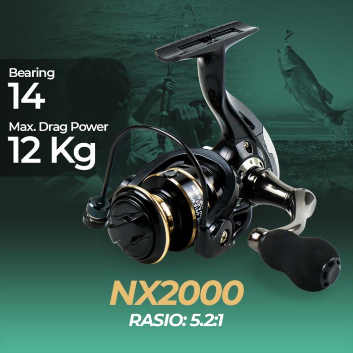 Reel 2000 Gulungan Pancing Gold Sharking TaffSPORT NX2000 Alat