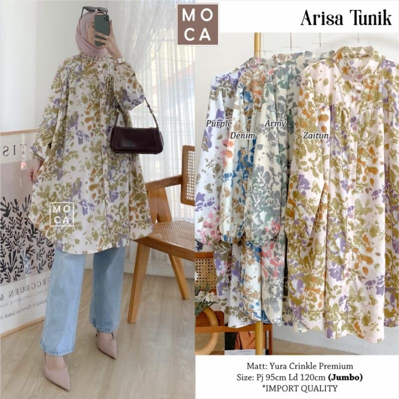 ARISA TUNIK Jumbo ORI MOCA | Ld120 Yura Crinkle Premium