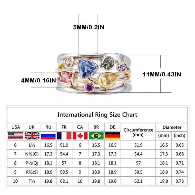 Halus Bertatahkan Zirkon Pasangan Sederhana Perhiasan Tangan Penurunan Berat Badan Drainase Getah Bening Cincin Magnetterapi Hip-Hop Cincin Fashion Perancis Warna-Warni Tidak Teratur Kristal Cincin