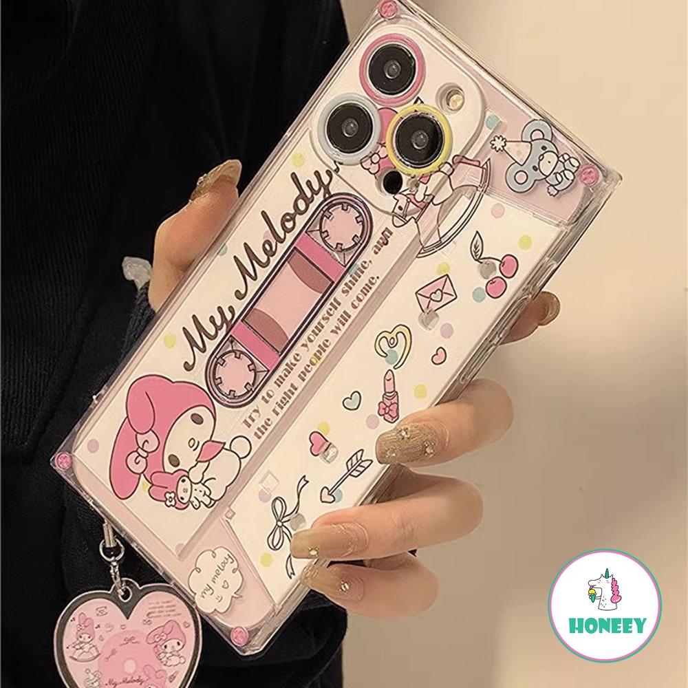 IPHONE Casing Ponsel CD Kreatif Retro Berputar Untuk Iphone14 13 11 12 Pro Max Y2k Huruf Lucu Soft Cover Square Girl Pink Cute Shell