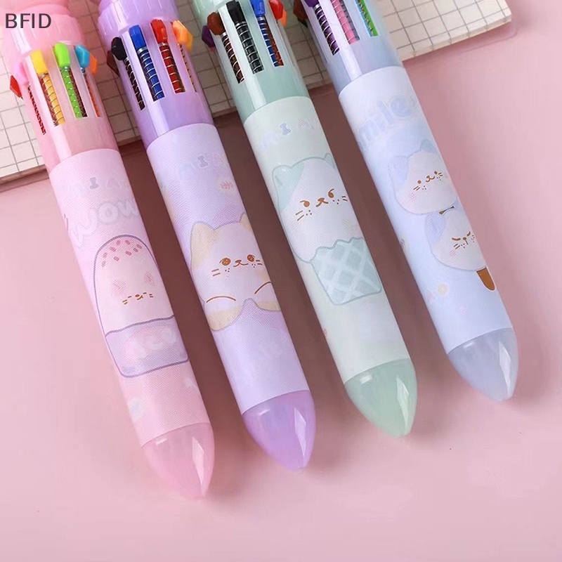 [BFID] 10warna Kawaii Cat Bolpoin Kreatif Kartun Ditarik Multicolor Bolpoin Mark Pen Sekolah Kantor Supply Hadiah Alat Tulis [ID]