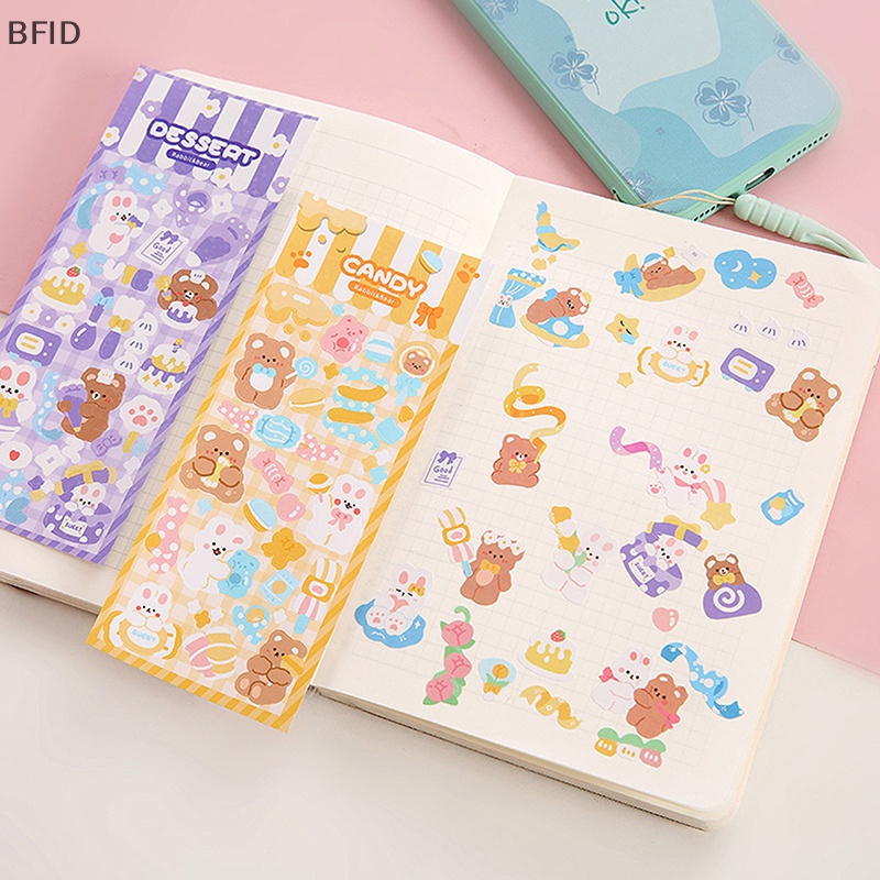 [BFID] 6lembar Kawaii Cute Shiny Photo Stiker Hias Kartun Dekorasi Jurnal Korea Tangan Akun Alat Tulis Pola Kecil [ID]