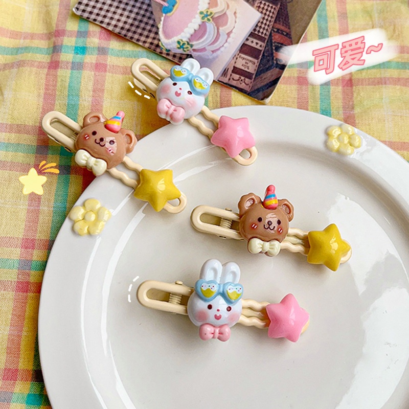 Cute Bear Bunny Little Girl Hair Clip Kecil Klip Hiasan Kepala Duckbill Klip Aksesoris Rambut Anak