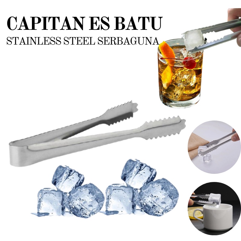 GOS -B408- Capitan Es Batu Stainless Steel - Capit Es Batu Stainless - Alat Penjepit Es Batu - Capitan Makanan Kue Gorengan