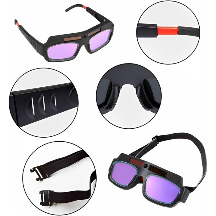 Kacamata Las Otomatis Dual Glass Solar Auto Darkness Welding Glasses