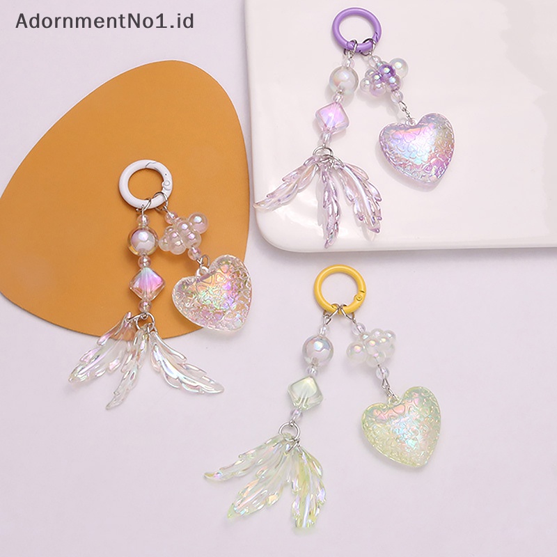 [AdornmentNo1] Hati warna warni daun liontin gantungan kunci perhiasan gaya korea wanita Chains Key Ring dekorasi tas Trinket Charm aksesoris