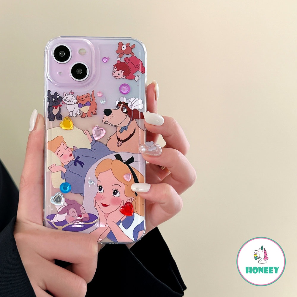 Luxury Cartoon Disney Alice Princess Alice In Wonderlands Phone Case for IPhone 11 13 14 12 Pro Max 14 Pro XR XS 7 8Plus Anti-drop Back Cover