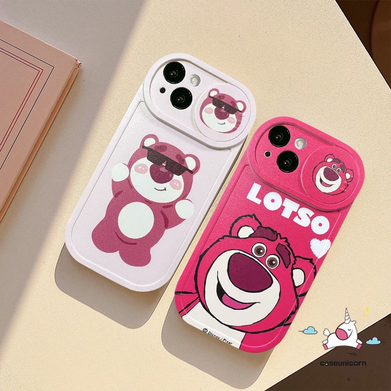 Fashion Funny Dinosaur Push Pull Window Camera Lens Protector Case Compatible For iPhone 7Plus 8Plus 11 13 XR 12 11 Pro Max X XS Max Cartoon Cute Strawberry Bear Lotso Soft Cover