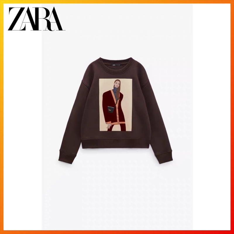 ZARA winter new girl print sweater