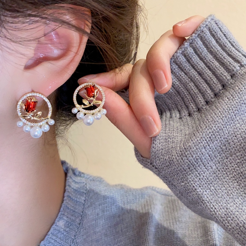 Anting mutiara dessyulip temperamen fashion wanita gaya vintage