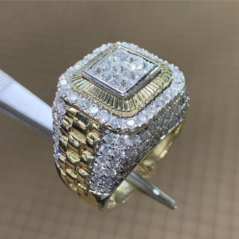 Fashion Pria Pernikahan Berlian Anti Karat Cincin Perhiasan Aksesoris