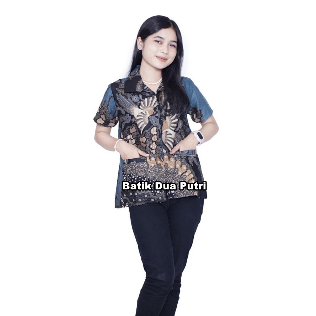 Couple Batik Wanita Pria Modern Bersaku Dan Berkerah By Batik Dua Putri - galau