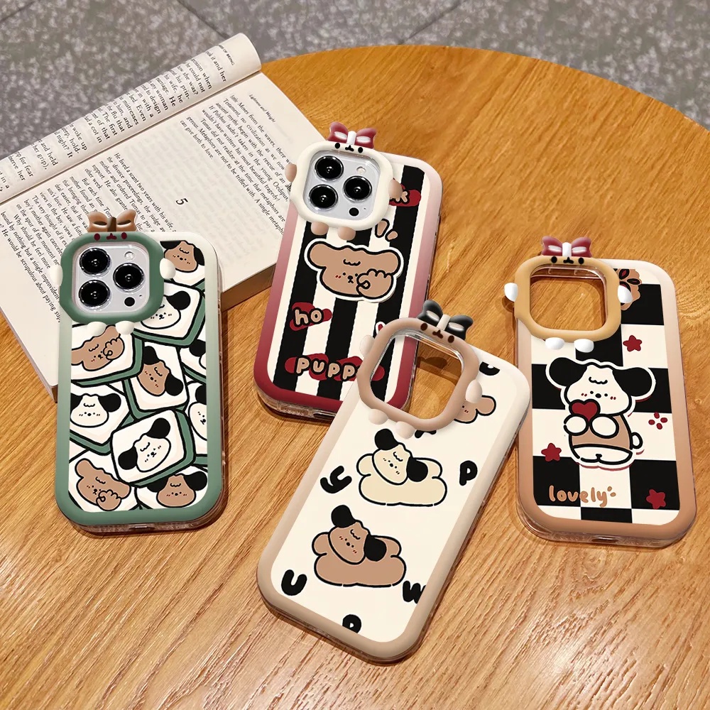 Casing Realme C55 C33 C30 C31 C21Y C25Y C35 Realme 10 4G 9i 8i C12 C11 C20 C17 C25 C15 C3 5i 6i 7i 5c2 Lensa Monster Lovely Puppy Bear Shockproof Case BY