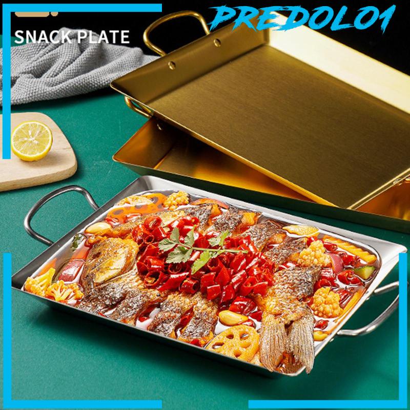 [Predolo1] Korean Serving Grill Pan Piring Saji Portable Untuk Steak Buah Sayur