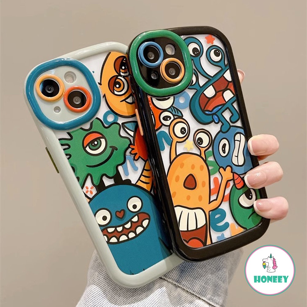 Casing Ponsel Monsters Warna Layar Penuh Lucu Kompatibel Untuk iPhone 14 Pro 12 13 11 Pro Max Akrilik Shockproof Back Cover