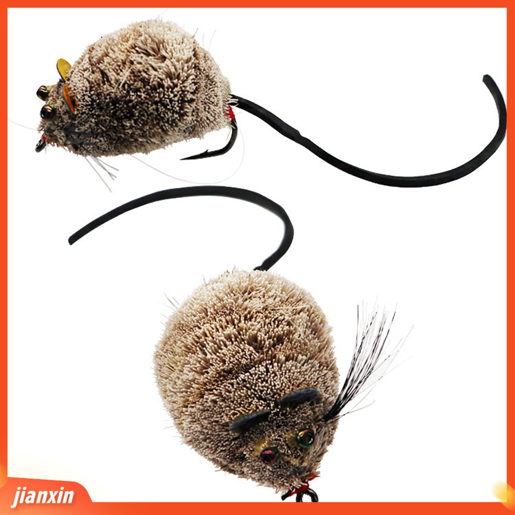 (In Stock) 3D Mata Ekor Panjang Kait Tunggal Umpan Palsu Rambut Hidup Tikus Buatan Memikat Aksesori Memancing