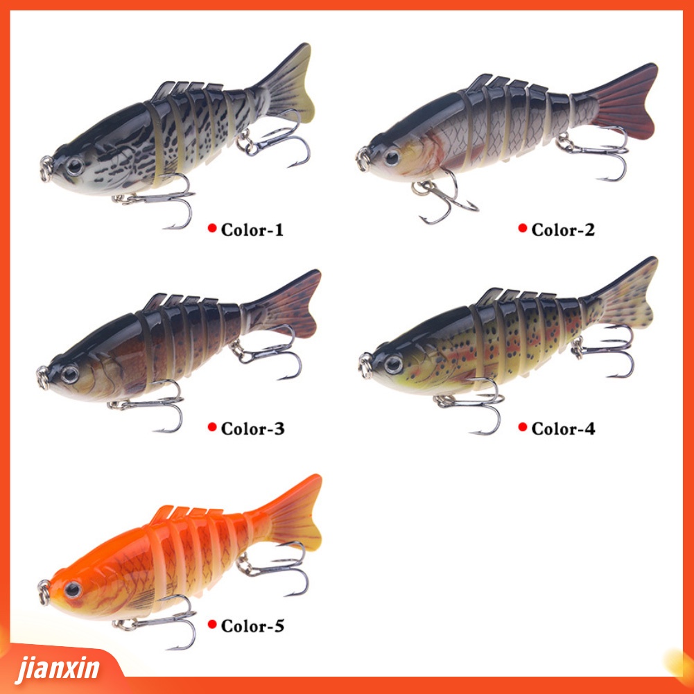 (In Stock) 10cm Stimulasi Air Laut Tawar 7-bagian 2-Hook Umpan Ikan Umpan Engkol