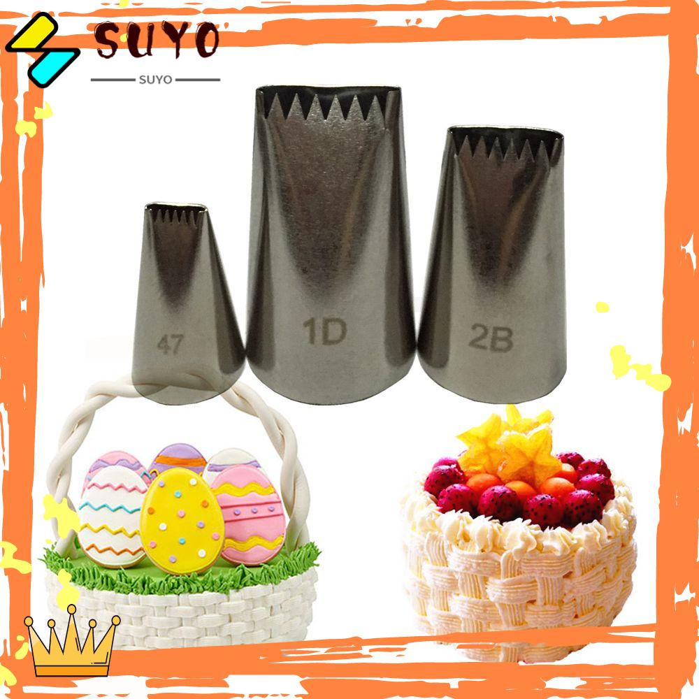 SUYO 1/3pcs Icing Piping Nozzle Bakeware Rusia Keranjang Menenun Pastry Tips Cupcake Ice Cream Alat