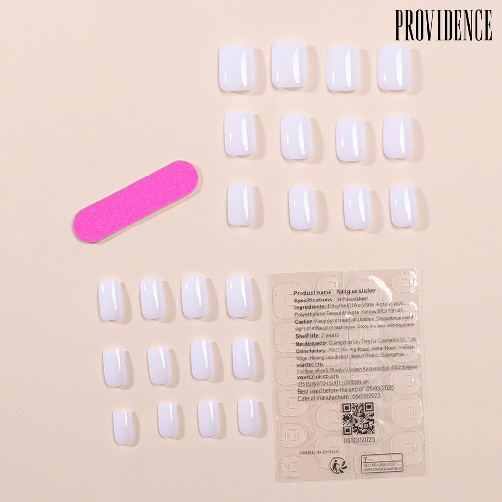 Providence 1set Kuku Palsu Warna Solid Elegan Mencegah Rusak Meninggikan Tampilan Anda Dapat Dilepas Reusable Memakai Paku