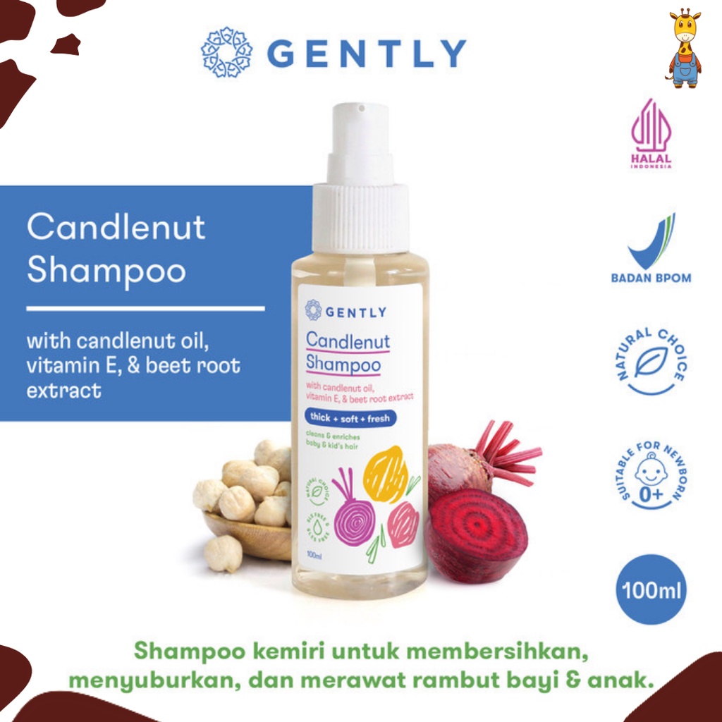 Gently Candelnut Shampoo 100ml - Shampoo Kemiri Bayi dan Anak