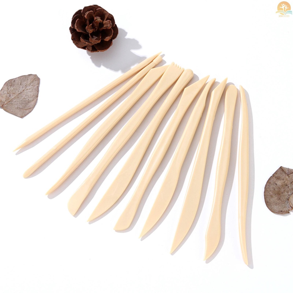 In Stock 10buah Clay Sculpting Tools Set Alat Tembikar Plastik Keramik Clay Carving Tools Hadiah Untuk Siswa Pemula Profesional DIY Perlengkapan Seni