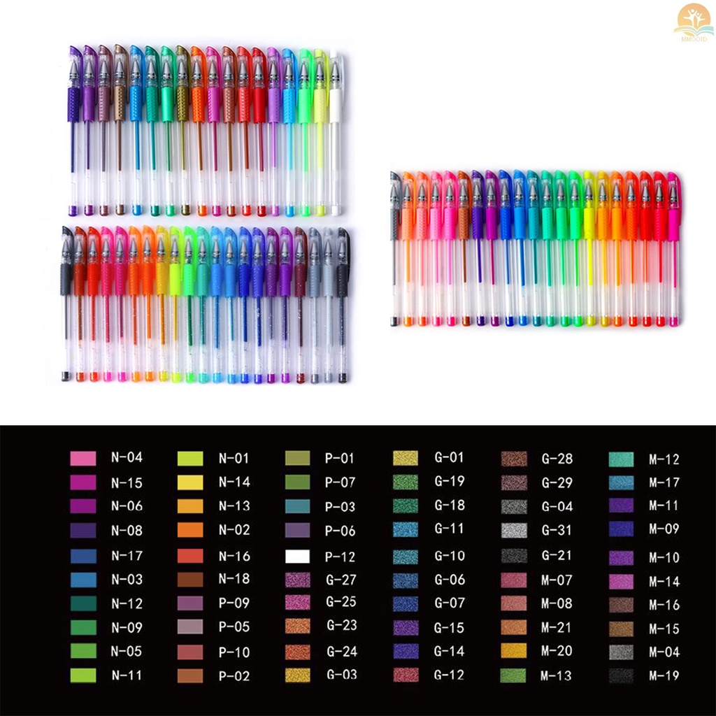 In Stock H&amp;B 60set Pena Gel Artis Warna Glitter Dengan 30warna Senada Isi Ulang Tips Halus Buku Mewarnai Untuk Menggambar Sketsa Alat Tulis Sekolah Supplier Aksesoris Kantor DIY Juga