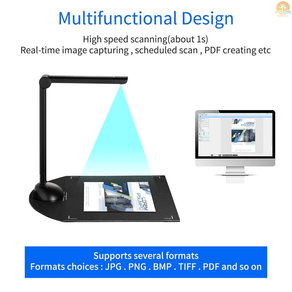 In Stock Buku Dokumen Kamera Scanner 5mega-pixel HD High-Definition A4 Scanning Size Dengan Port USB Fungsi LED OCR Kompatibel Dengan Windows Untuk Ruang Kelas Kantor Perpustakaan Ban