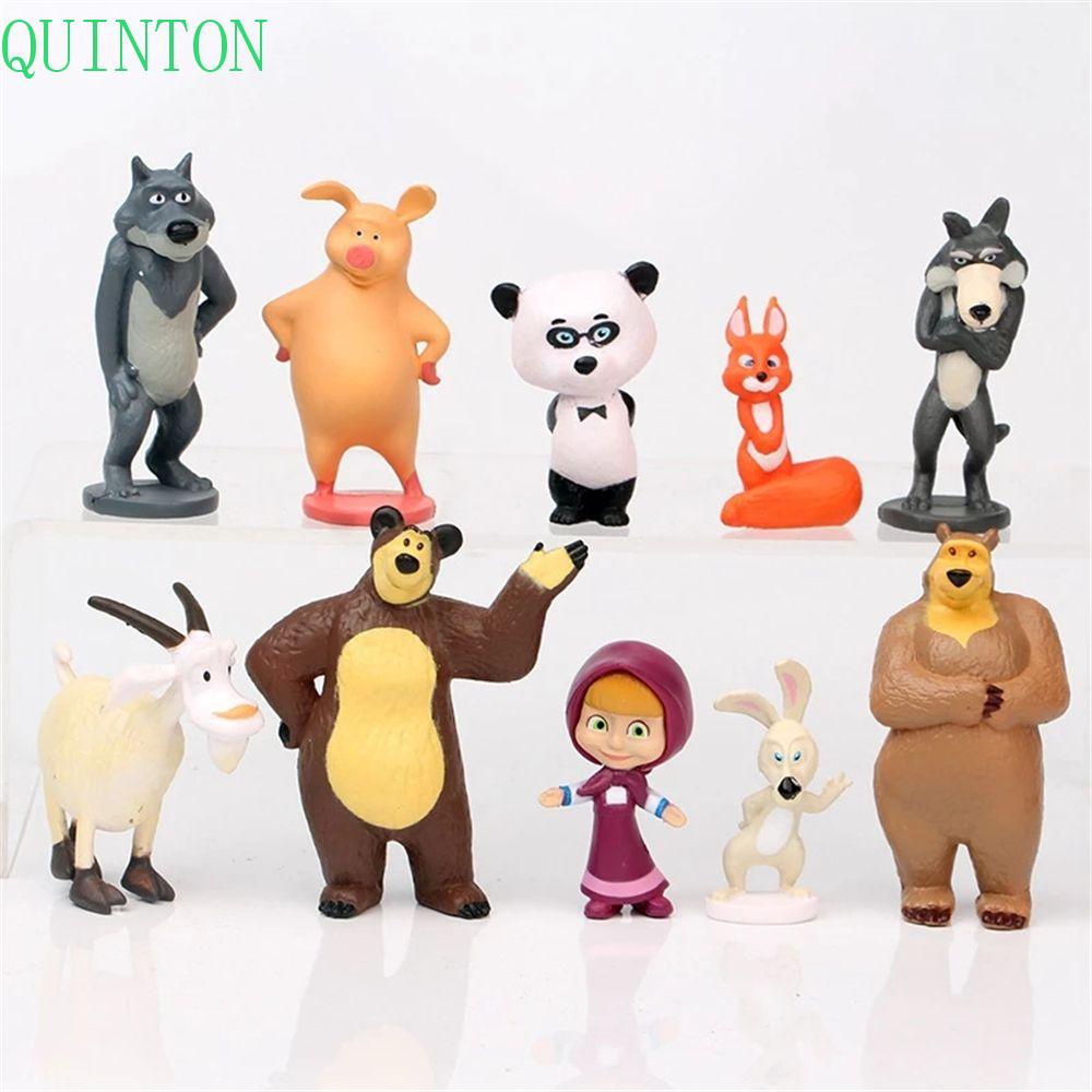 QUINTON Masha and The Bear 4-6cm Mainan Anak Hadiah Natal Dekorasi Boneka Dekorasi Rumah Model Angka