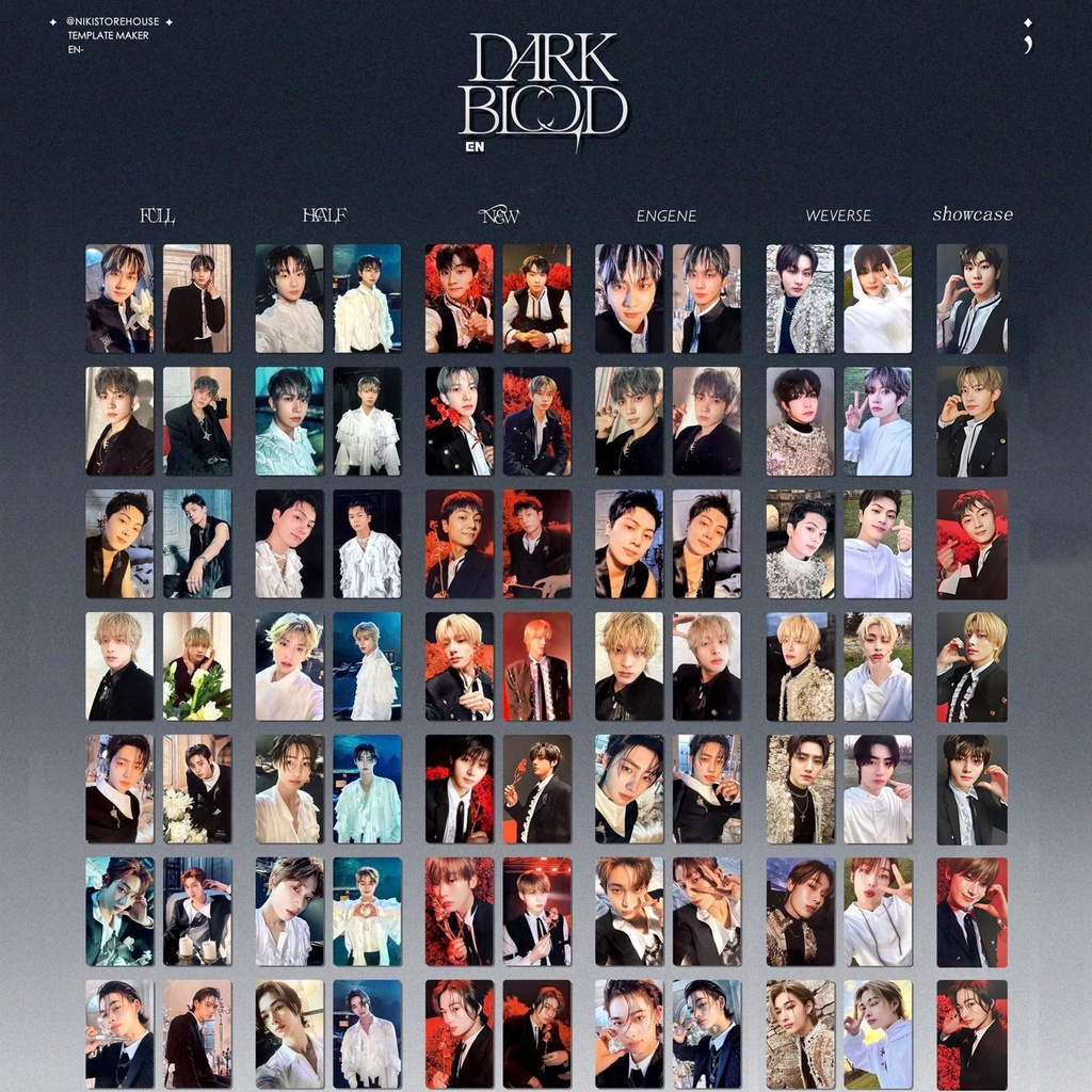 7pcs /set EN-HYPEN Album DARK BLOOD Photocards Lomo Card ENHYPEN Kpop Postcards Koleksi Khusus Seri