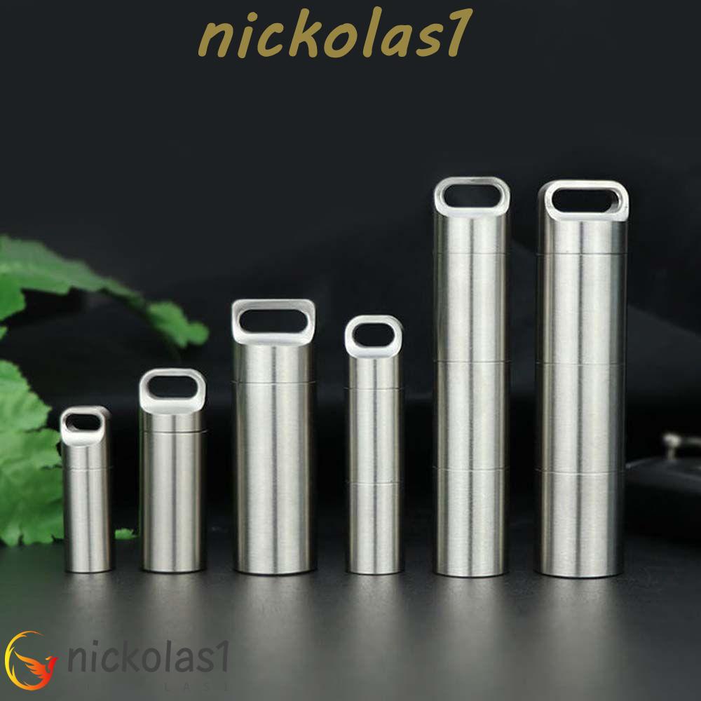 NICKOLAS1 Kotak Penyimpanan Pil Portable Ramah Lingkungan Mini Stainless steel Kapsul Organizer Outdoor Pill Case