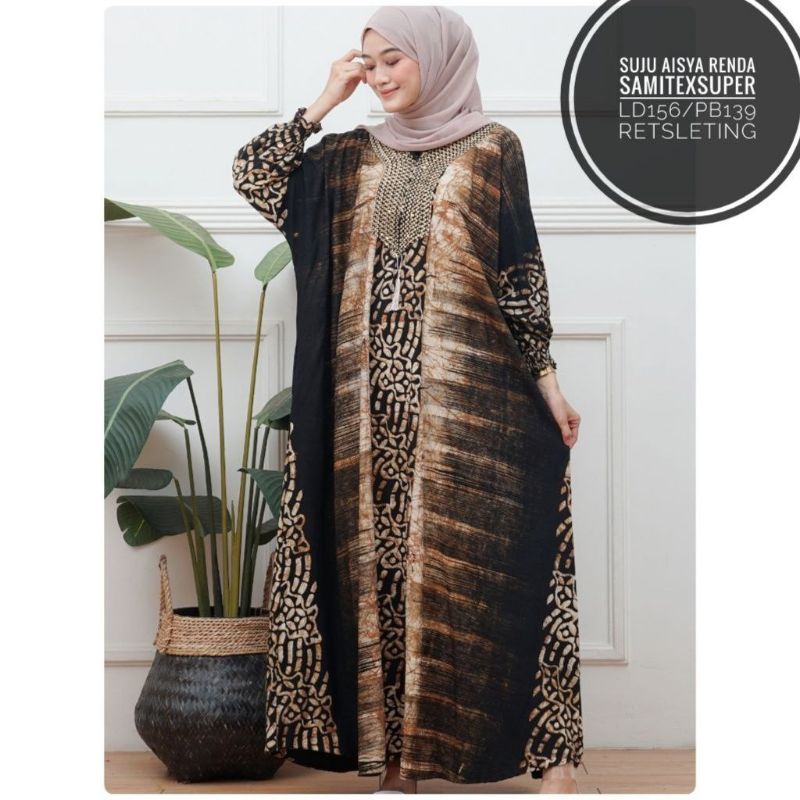LS Gamis AISYA Gamis SUJU RENDA Rayon Samitex Super Ld 156 Pb 139 Jumbo Busui Adem Tebal Nyaman Halu