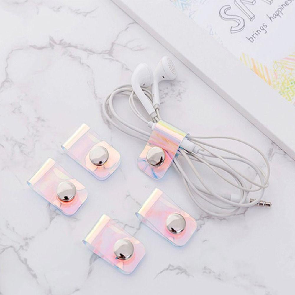 LANFY 10pcs Tali Pengikat Kabel, Pengikat Kabel Laser PVC, Kawat Kabel Telepon Multifungsi Reusable Winder Wrap Cable Buckle Straps Untuk Kantor Sekolah