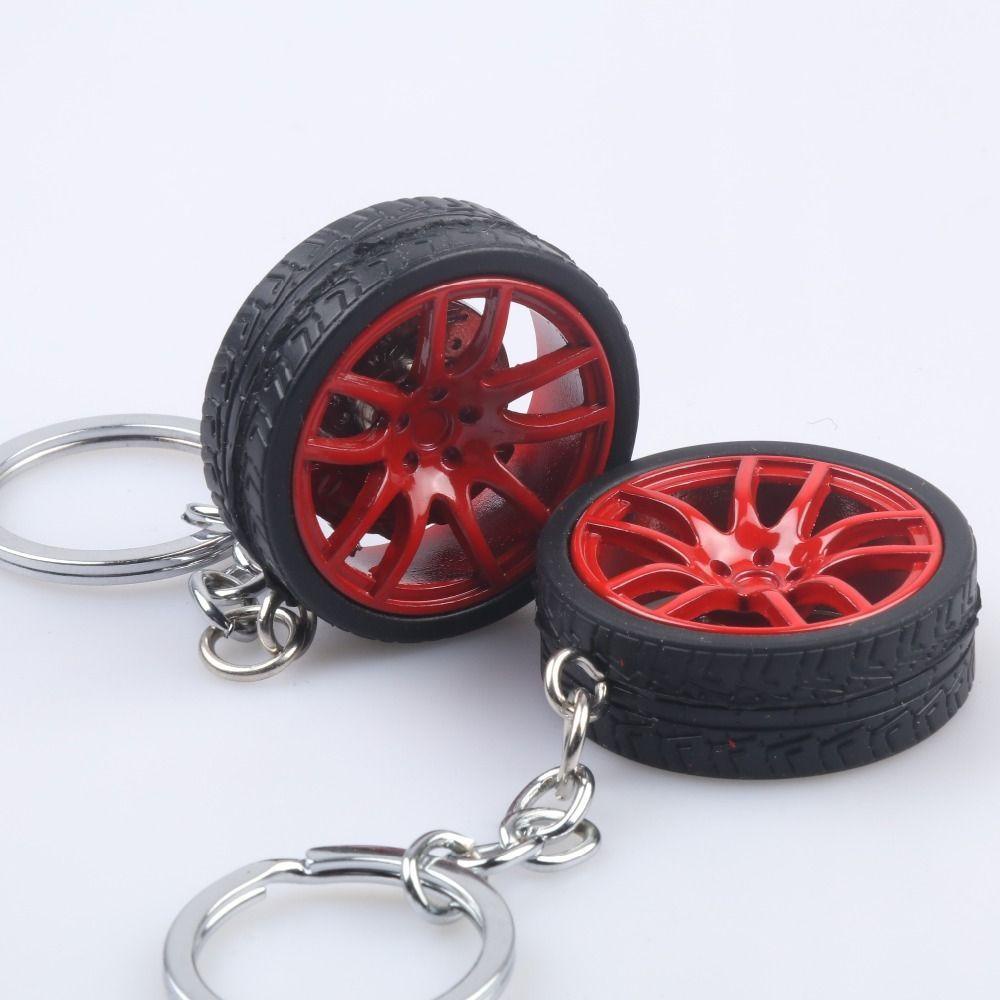 【 ELEGANT 】 Gantungan Kunci Ban Karet, Dengan Gantungan Kunci Roda Mobil Cakram Rem, Liontin Ban Karet Alloy Wheel Rim Simulasi Ban Simulasi Ban 3D Untuk Dekorasi Mobil