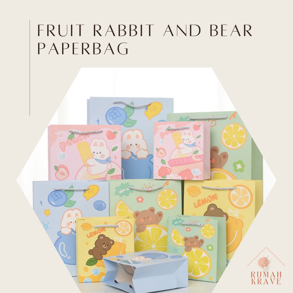 

RUMAH KRAVE - Fruit Rabbit and Bear Paperbag 25x12x33 cm Tas Hadiah
