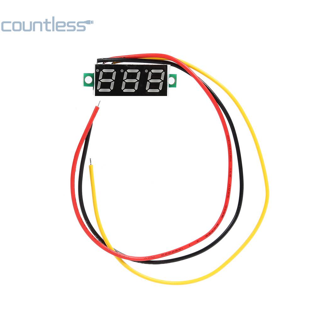 0.28 inch DC 0-100V 3kabel Mini Gauge Voltage Meter Voltmeter LED Display -uk [Tanpa Jumlah)